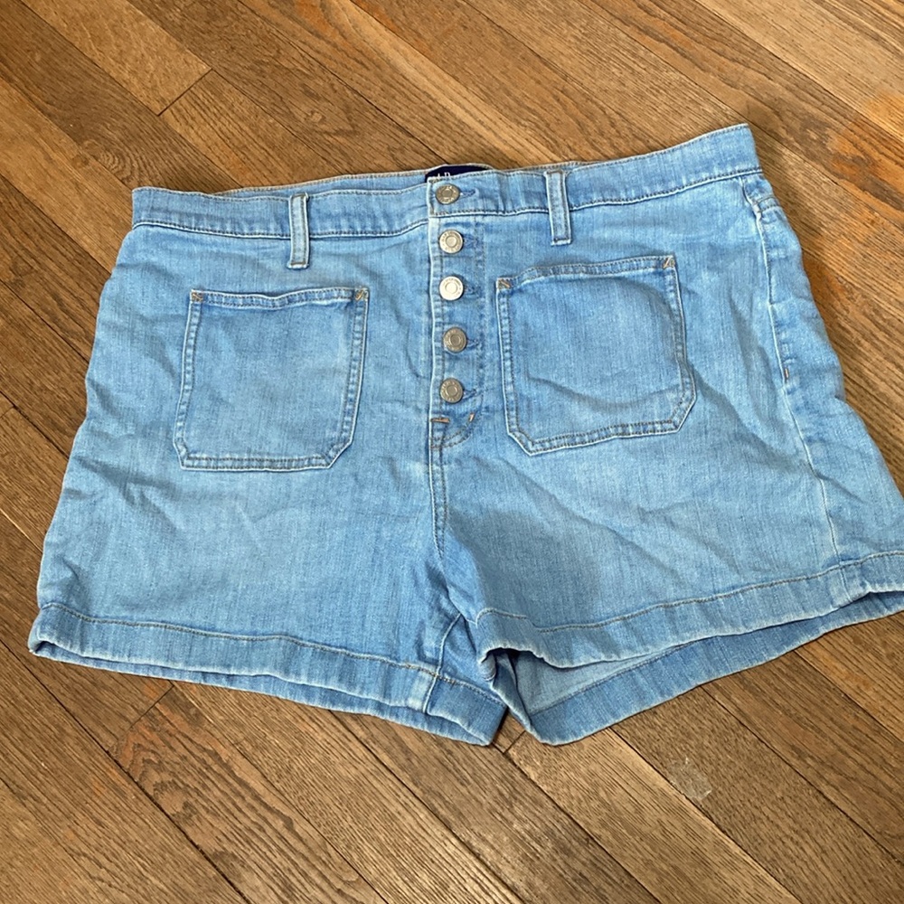 GAP DENIM High Rise Light Blue Denim Shorts Gap for Good Womens 34-38 - Picture 2 of 8